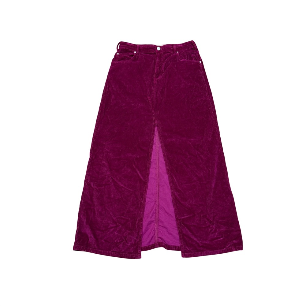 Pilcro The Madi Front Slit Corduroy Maxi Skirt Magenta Pink Sz 6 Fall Casual